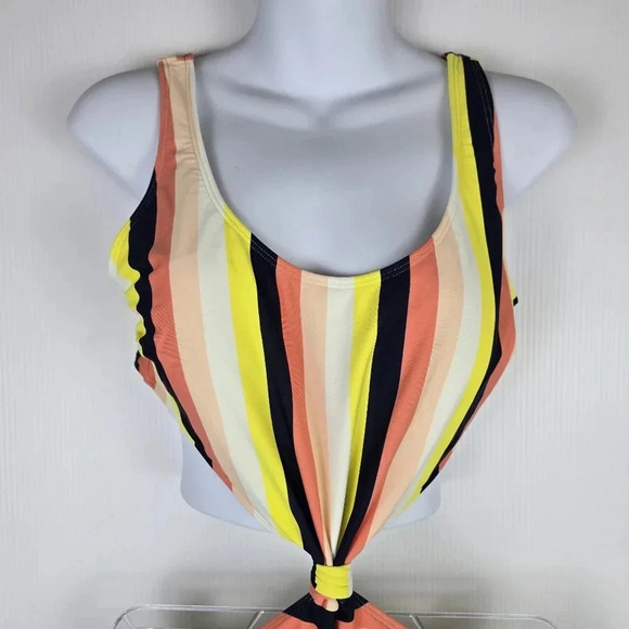 NWOT Abercrombie & Fitch Stripe Front Knot Cheekini One Piece Tapered Swimsuit - Picture 6 of 14